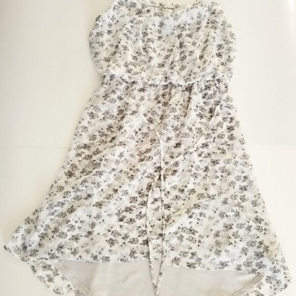!NEW! GUESS White Floral Print Dress Spaghetti Straps and Flowy Asymmetrical Hem - Picture 5 of 8